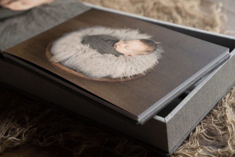 Close up of bespoke album box set, following photoshoot by Hampshire photographer Helen Jones.