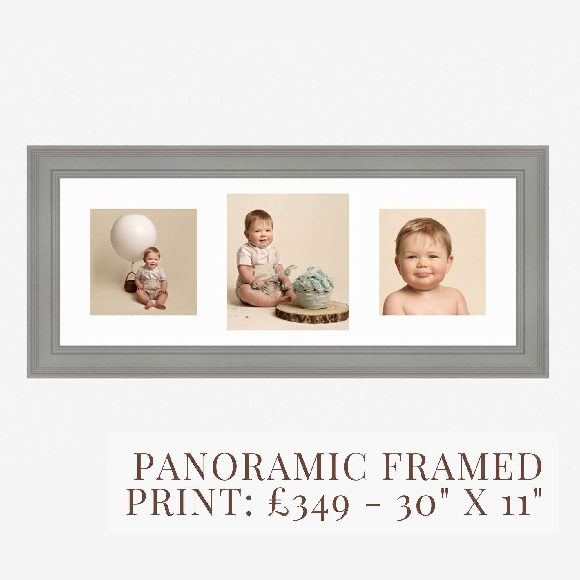 Panoramic framed print showing cake smash photoshoot