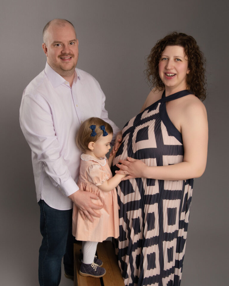 Parents to be with toddler at maternity shoot near Southampton